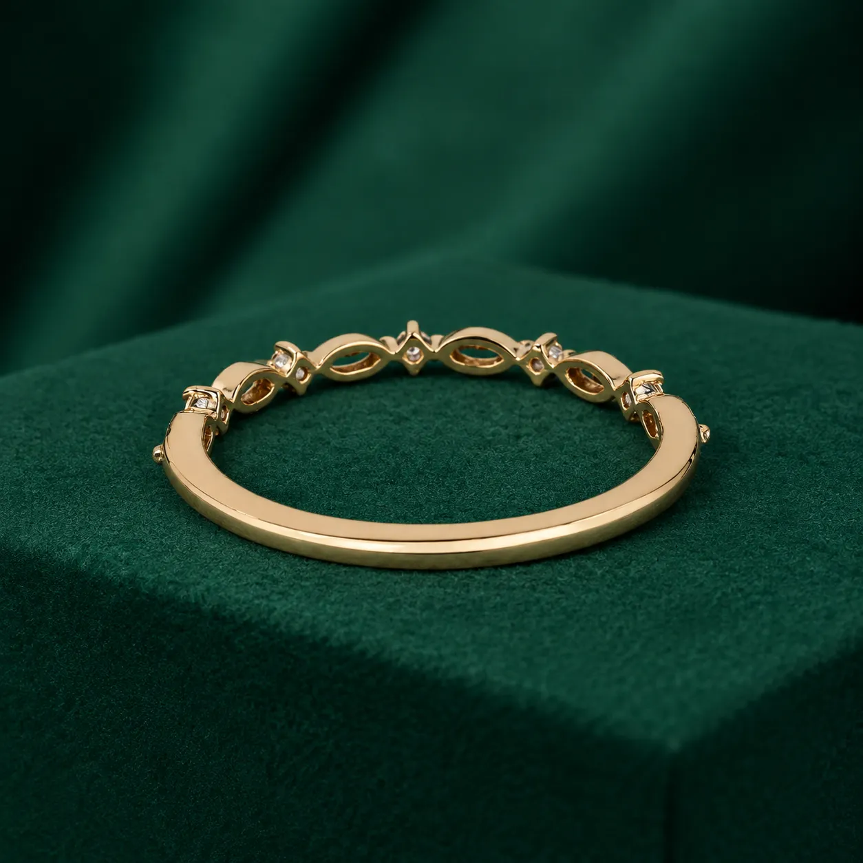 Marquise diamond shared prong wedding band