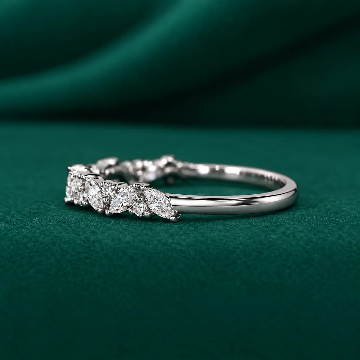 Marquise round diamond stacking band
