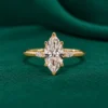 Marquise three stone lab grown diamond engagement ring