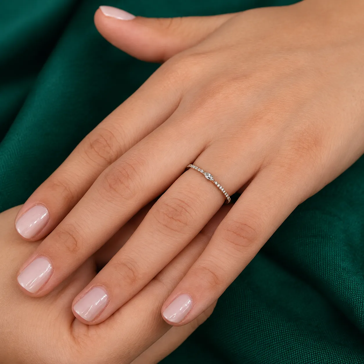 Tiny Marquise Ring Minimalist Engagement Ring for Her Women Simple Solitaire Ring Thin Marquise Cut Band Genuine Lab Diamond Promise Ring - Image 7
