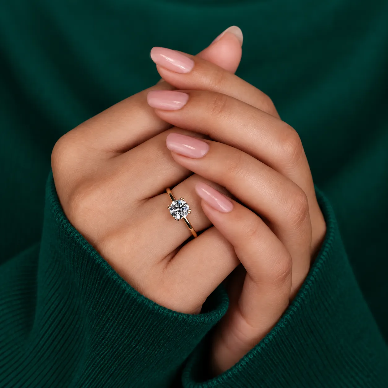 Round Lab Grown Diamond Ring Solitaire Diamond Engagement Ring Round Diamond Wedding Ring for Her Minimalist Anniversary Ring Proposal Ring - Image 7