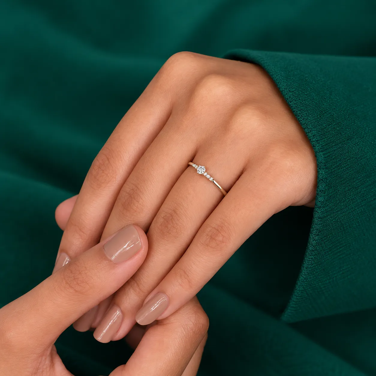 Round Diamond Engagement Ring Minimalist Wedding Ring for Her Handmade Dainty Promise Ring for Girlfriend Tiny Seven Stone Anniversary Ring - Image 7