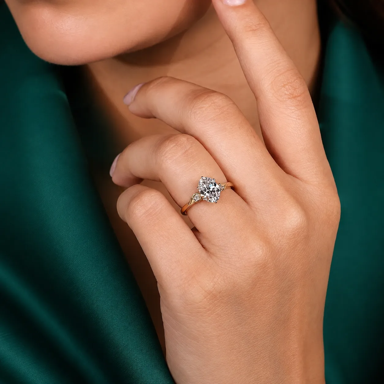 Oval diamond anniversary ring