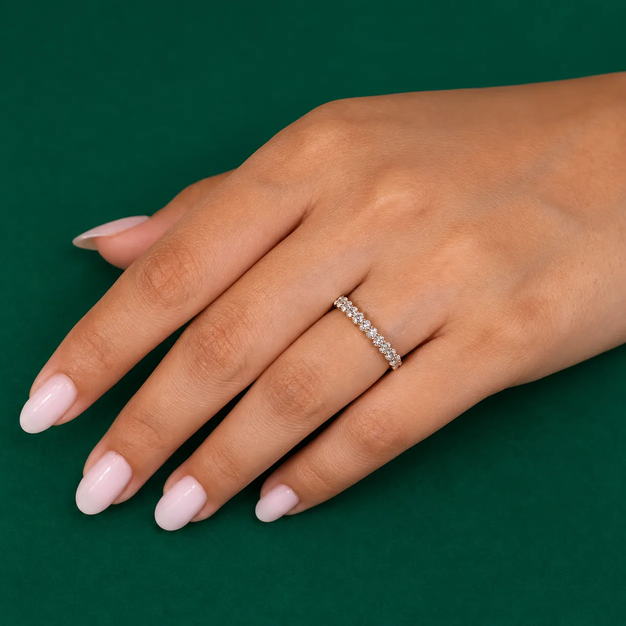 Oval diamond wedding band for her