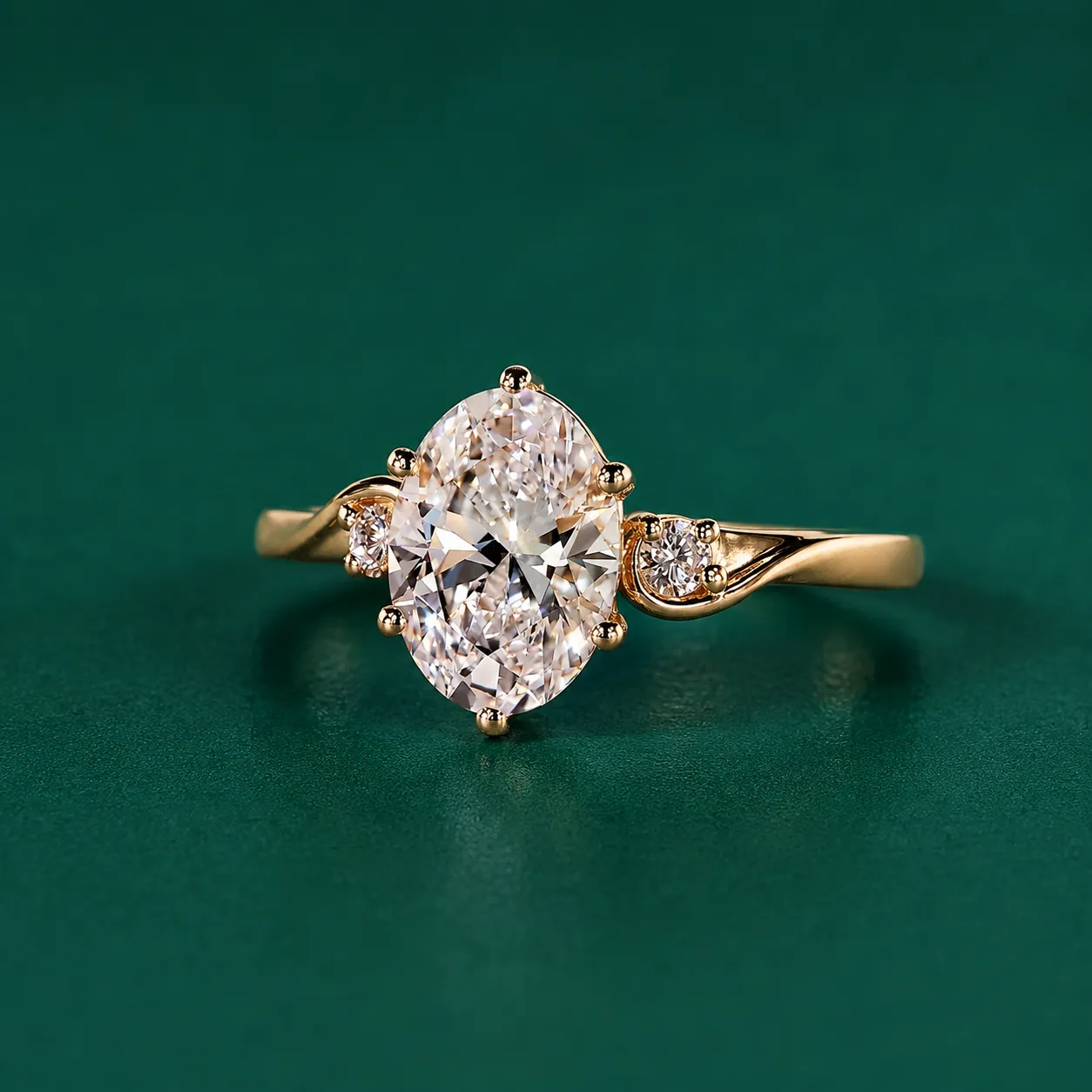 Oval three stone diamond ring