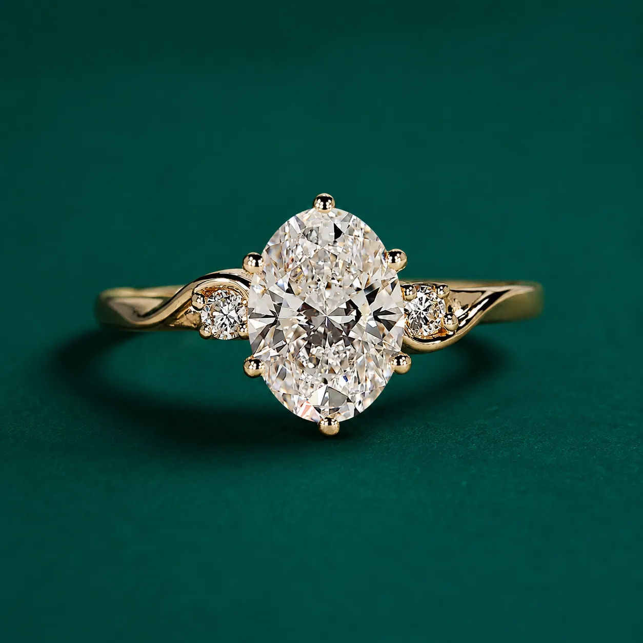Oval lab grown diamond engagement ring