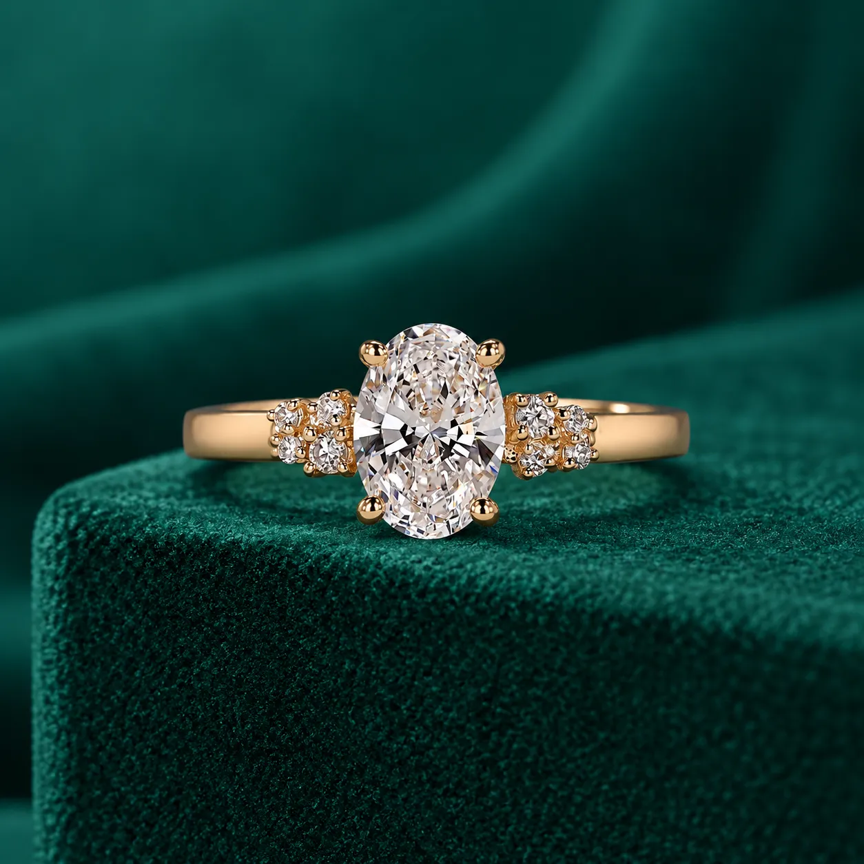 Oval lab grown diamond engagement ring
