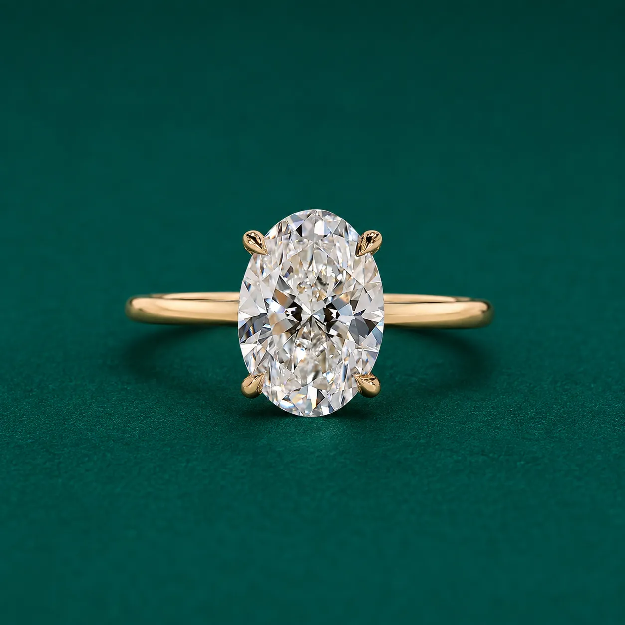 Oval lab grown diamond engagement ring