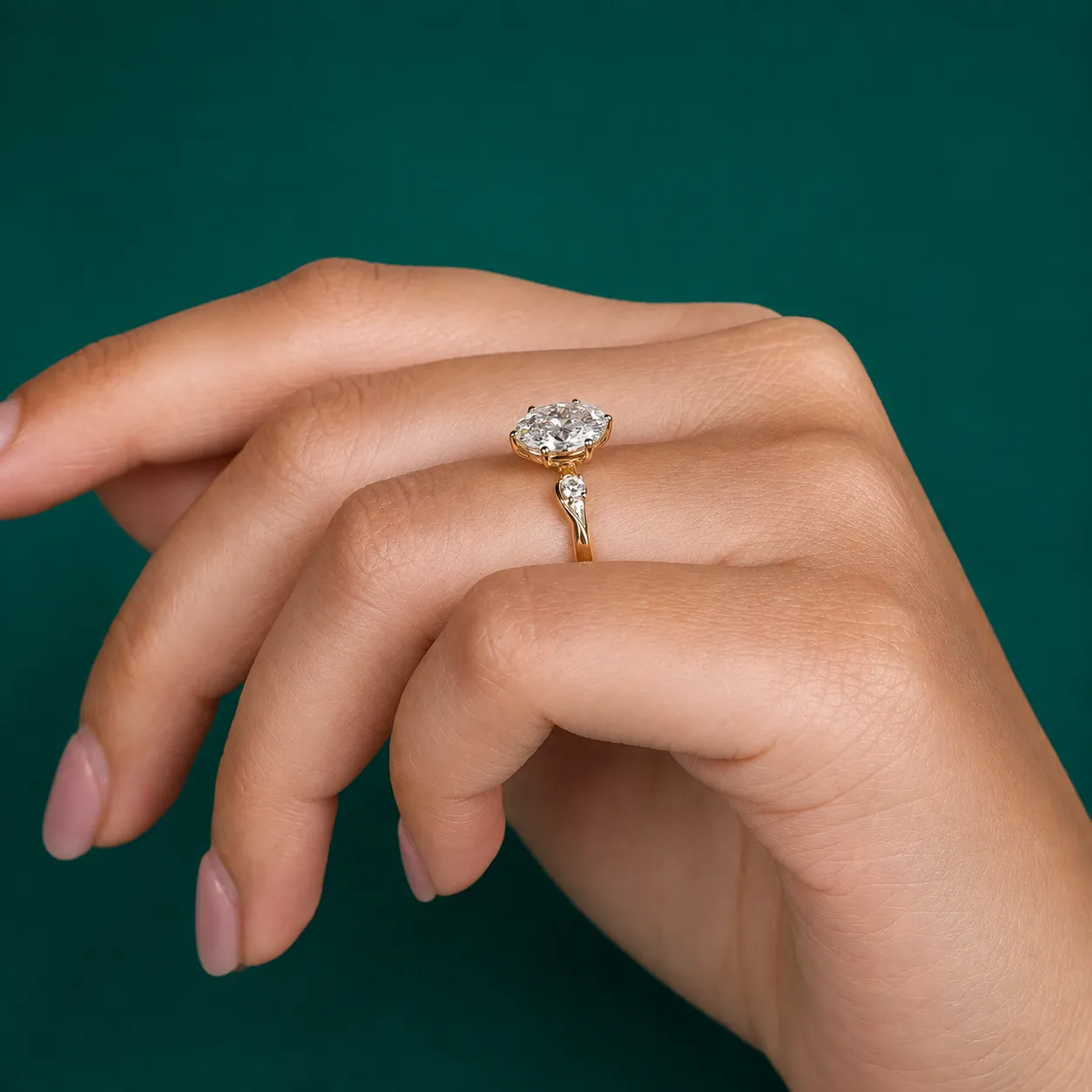 Oval lab grown diamond ring for her