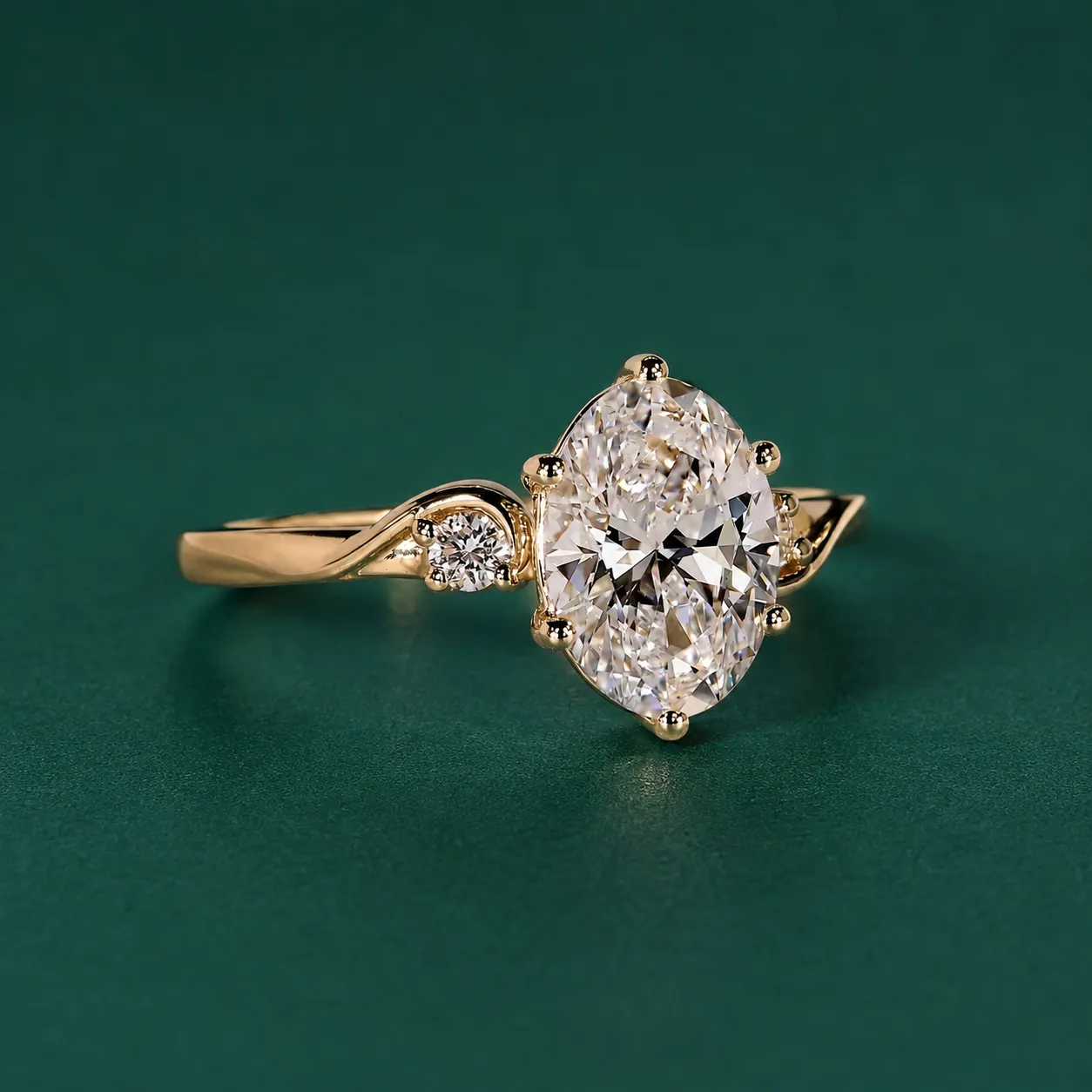Oval genuine lab grown diamond ring