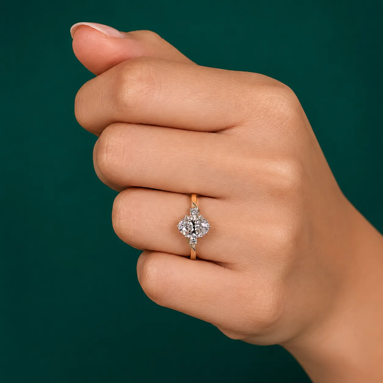 Oval three stone engagement ring