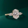 Oval trilogy diamond ring with three stone setting