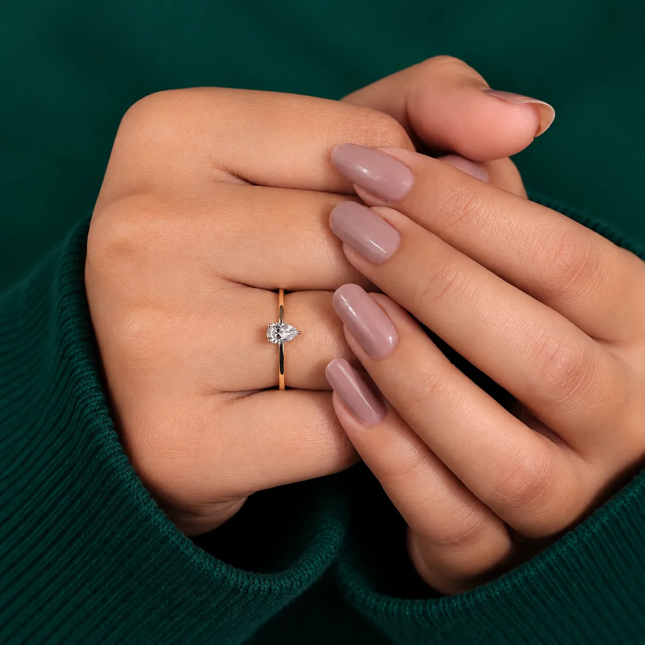 Simple pear lab grown diamond ring