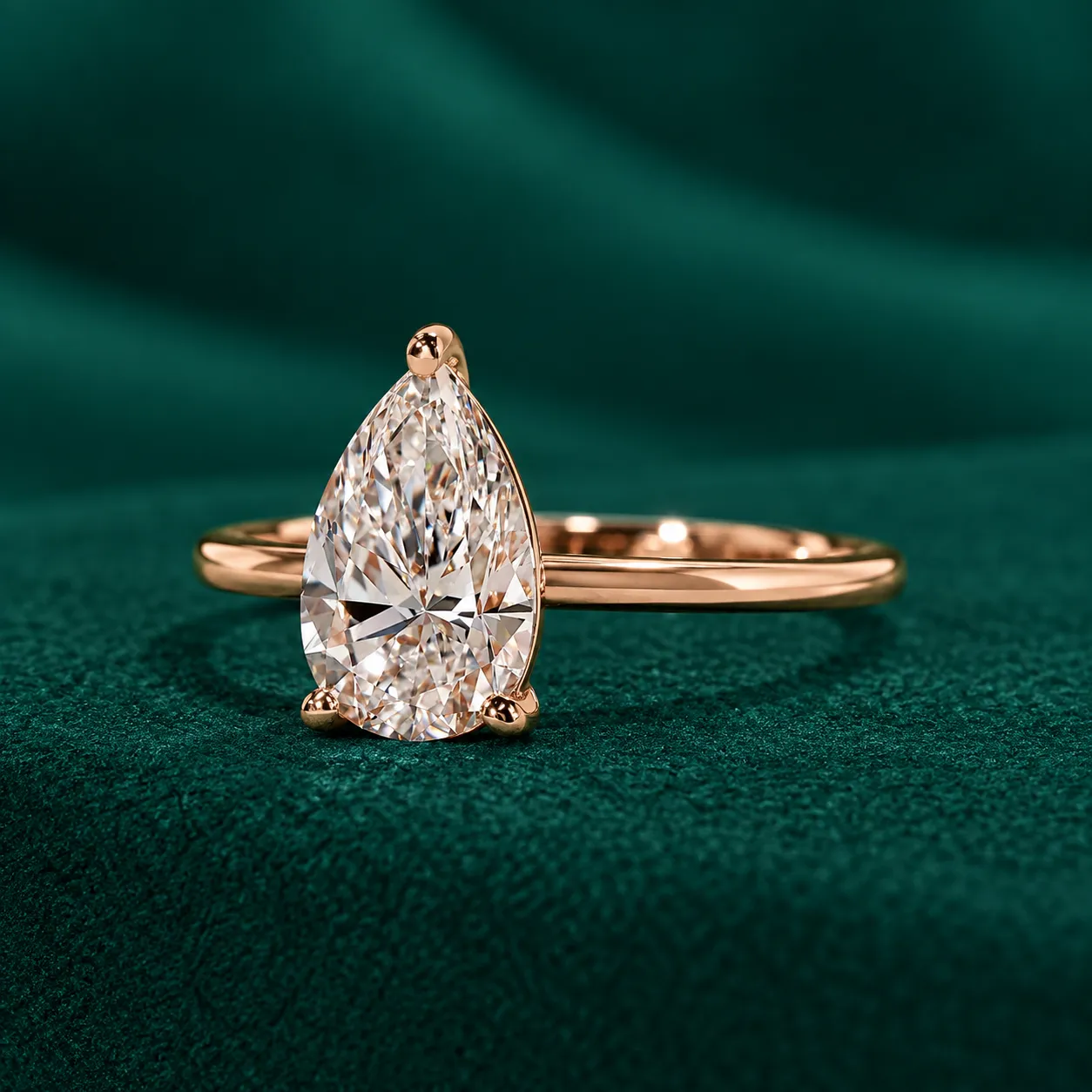 Pear diamond solitaire engagement ring