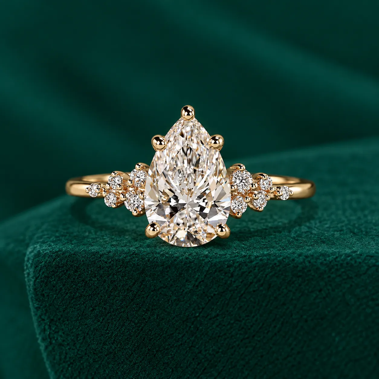 Pear lab diamond engagement ring