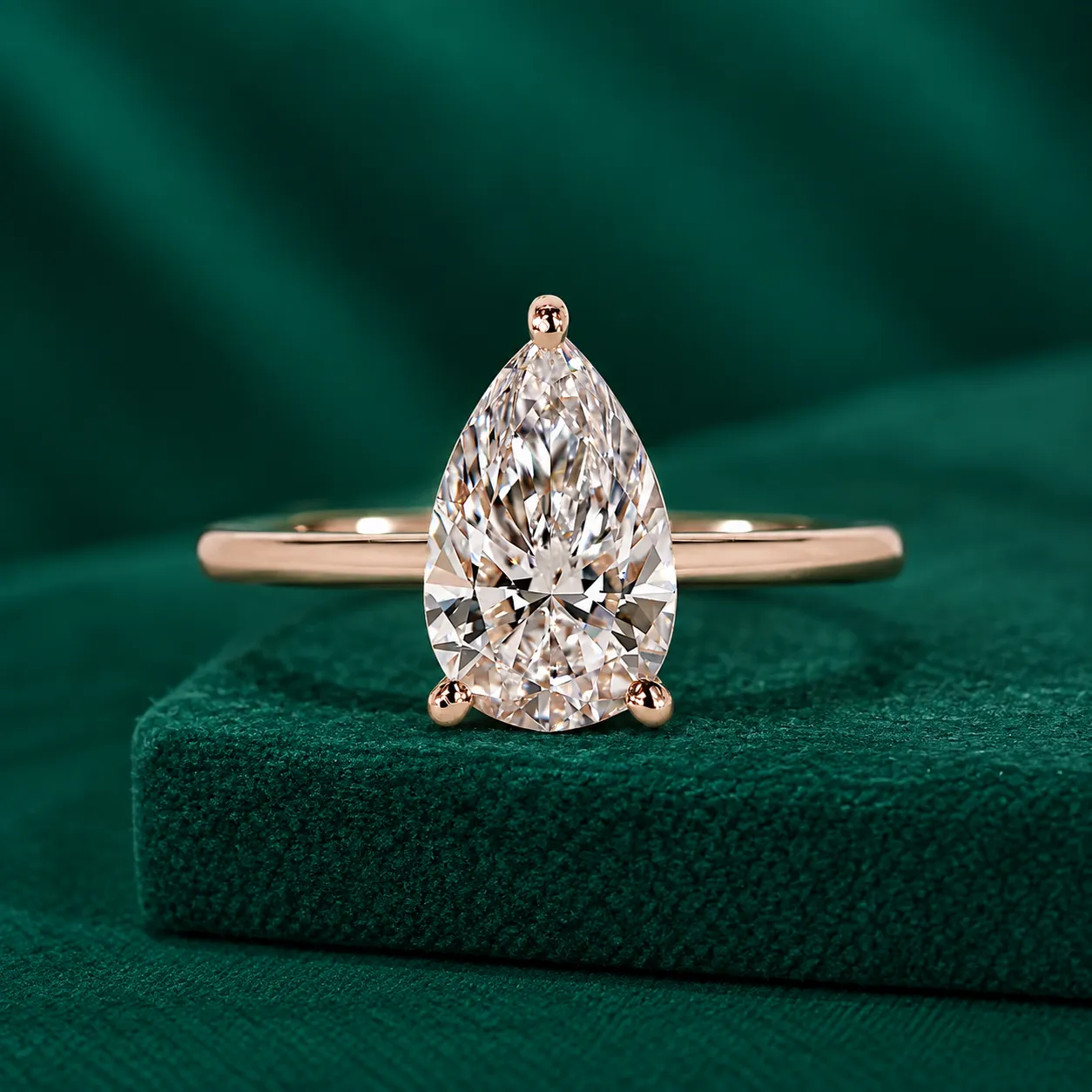 Pear lab grown diamond engagement ring