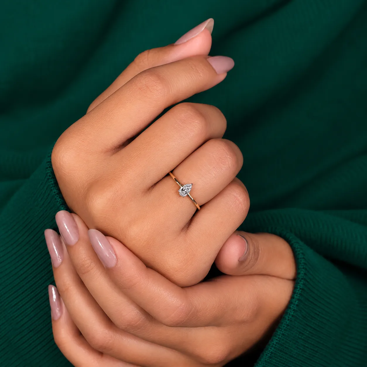 Pear diamond promise ring for women