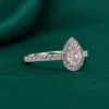 Pear shaped halo lab grown diamond engagement ring