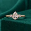 Pear three stone lab grown diamond engagement ring
