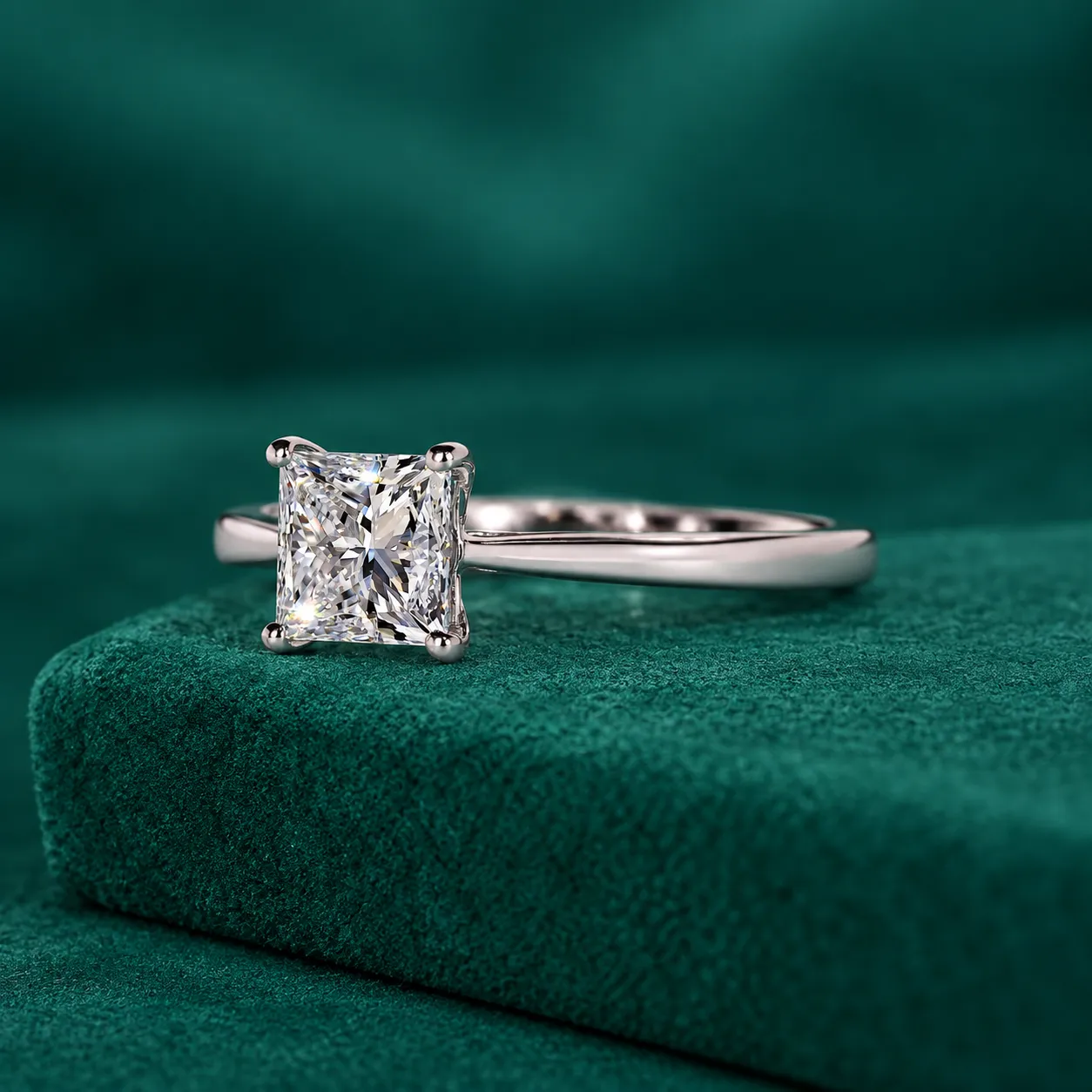 Solitaire Diamond Ring Princess Cut Diamond Ring Square Diamond Ring Princess Lab Grown Diamond Engagement Ring Anniversary Gifts for Her - Image 2