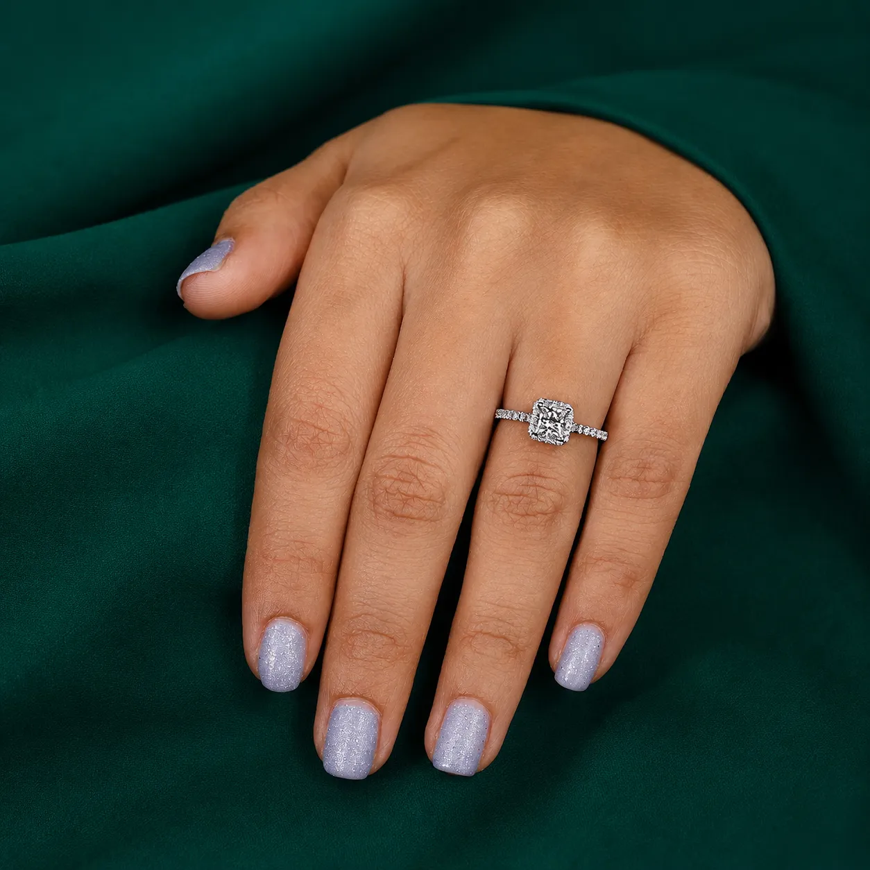 Princess cut diamond halo ring for her