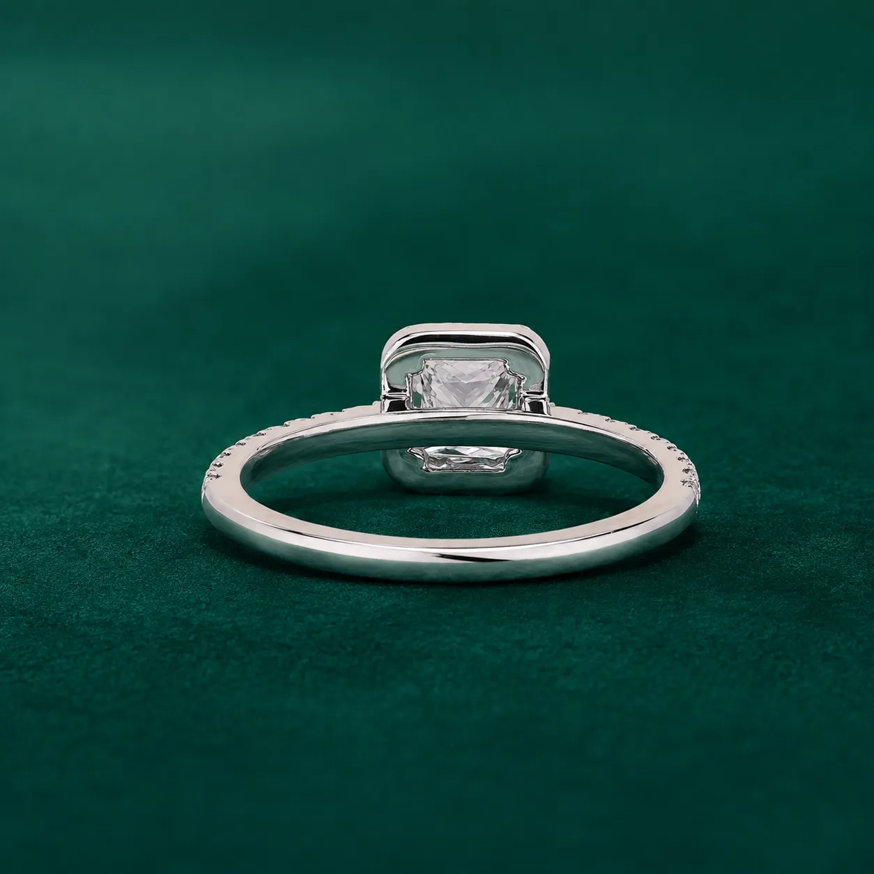Square lab grown diamond engagement ring