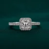Princess cut lab grown diamond halo engagement ring