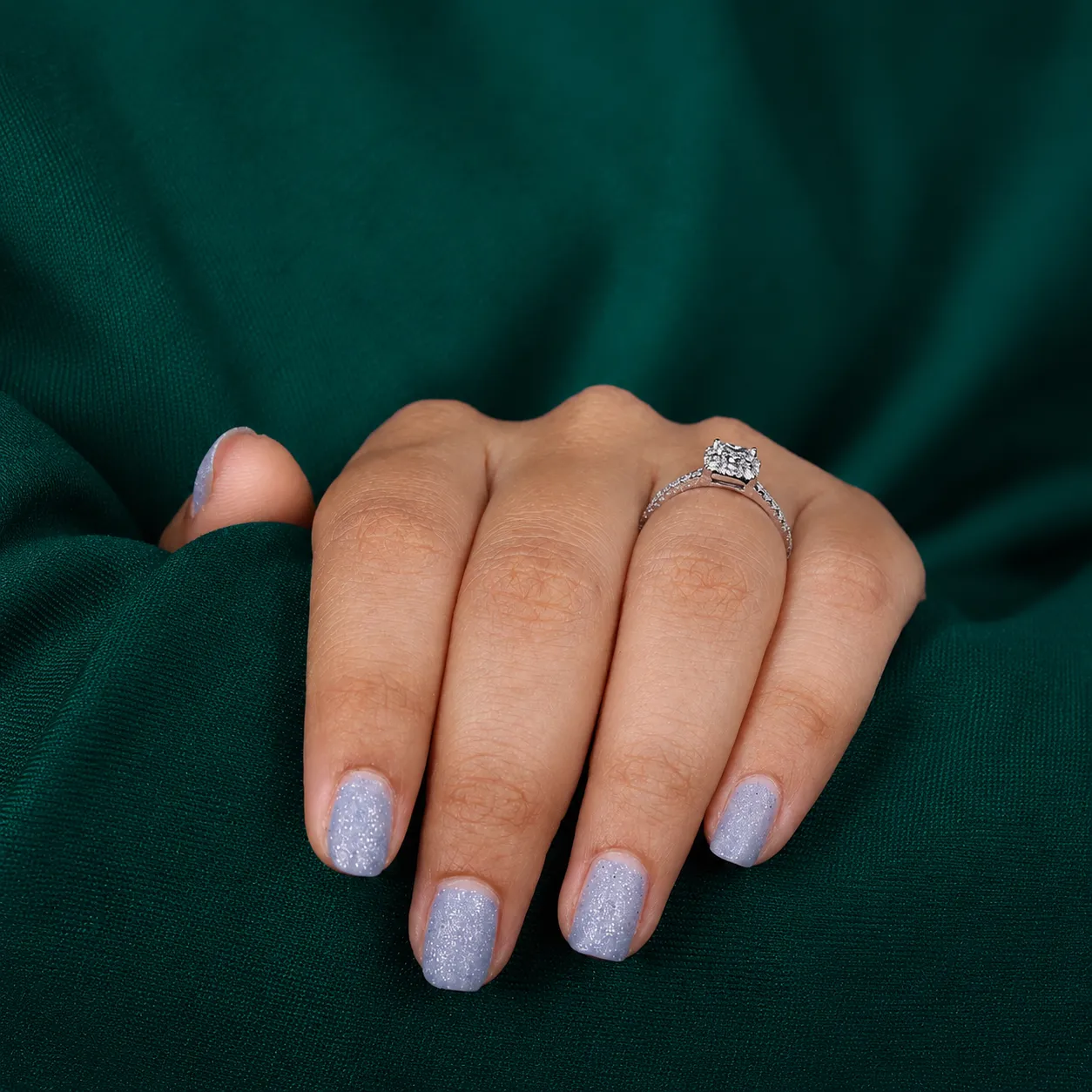Princess cut pave diamond ring