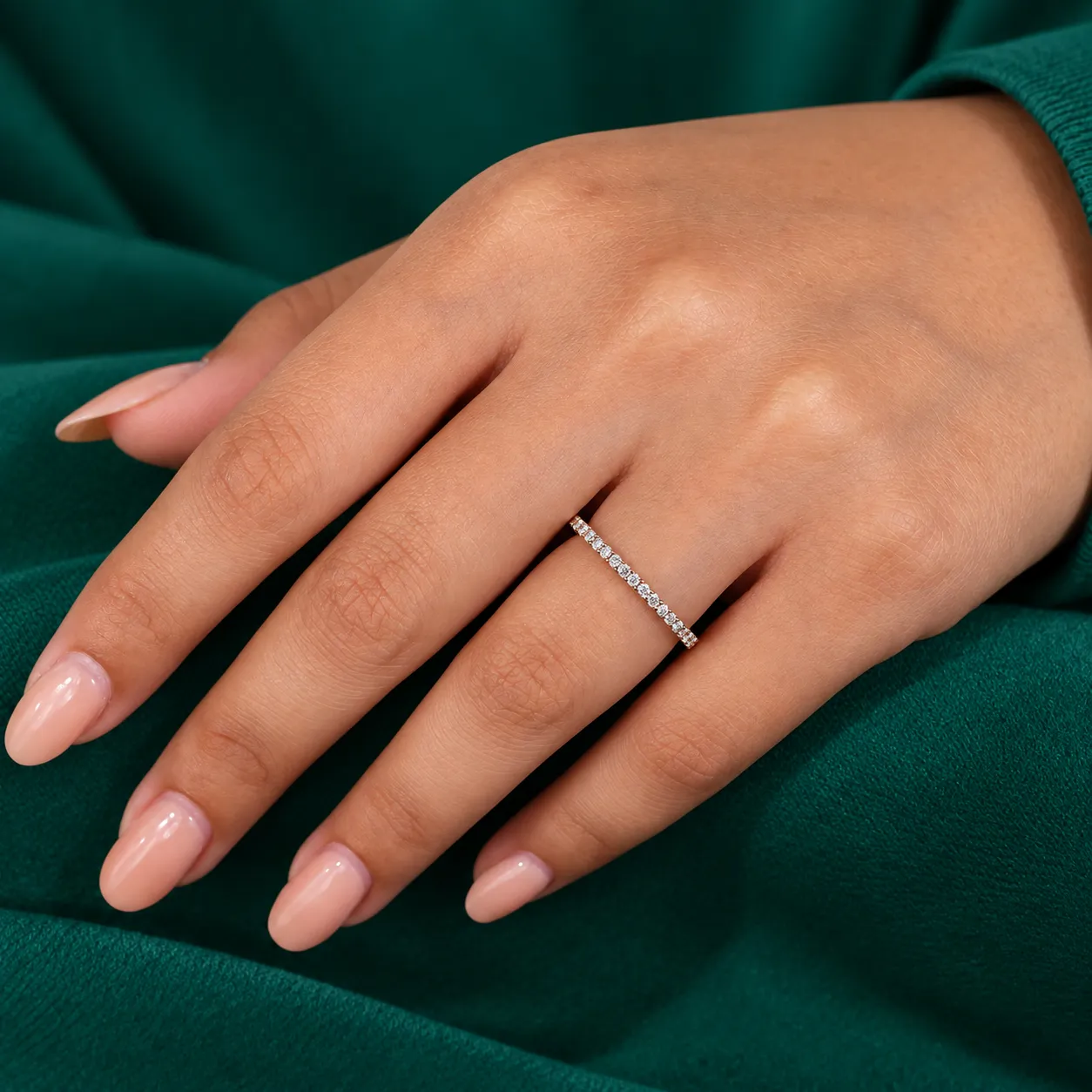 Full Eternity Wedding Band Real Lab Grown Diamond Ring Round Cut Diamond Stacking Ring Minimalist Stackable Ring for Women Anniversary Gifts - Image 5