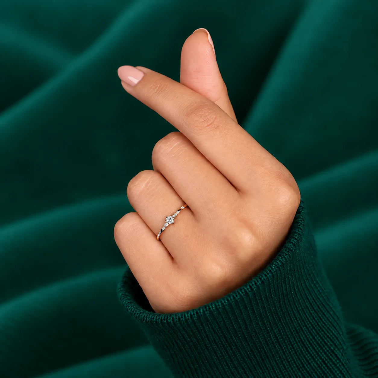 Round Diamond Engagement Ring Minimalist Wedding Ring for Her Handmade Dainty Promise Ring for Girlfriend Tiny Seven Stone Anniversary Ring - Image 8