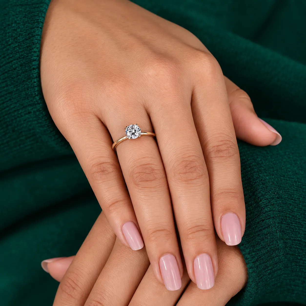 Round Lab Grown Diamond Ring Solitaire Diamond Engagement Ring Round Diamond Wedding Ring for Her Minimalist Anniversary Ring Proposal Ring - Image 8