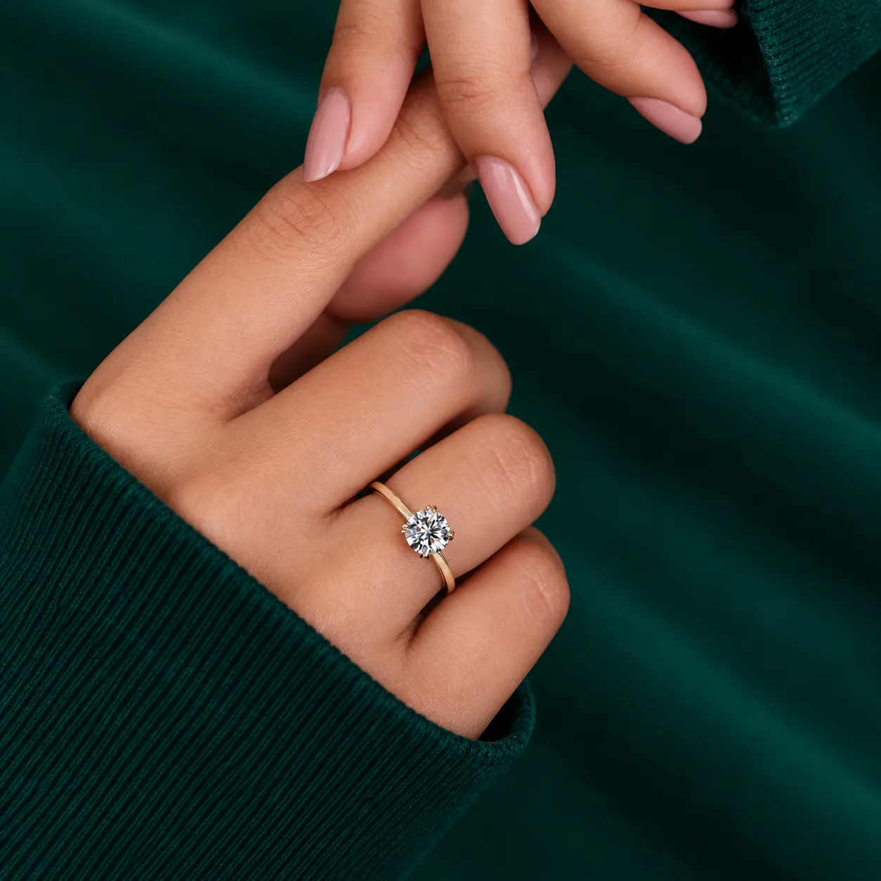Round Lab Grown Diamond Ring Solitaire Diamond Engagement Ring Round Diamond Wedding Ring for Her Minimalist Anniversary Ring Proposal Ring - Image 9