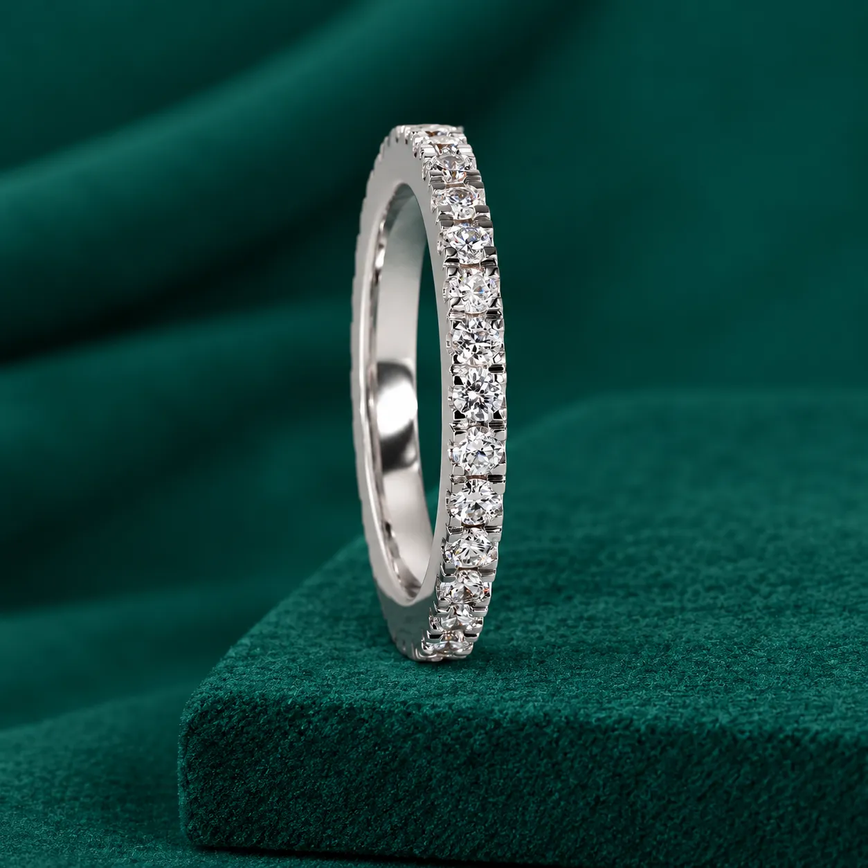 Real Lab Diamond Full Eternity Ring Round Diamond Stacking Ring Anniversary Gift for Women Pave Lab Diamond Ring Solid Gold Stacking Ring - Image 4