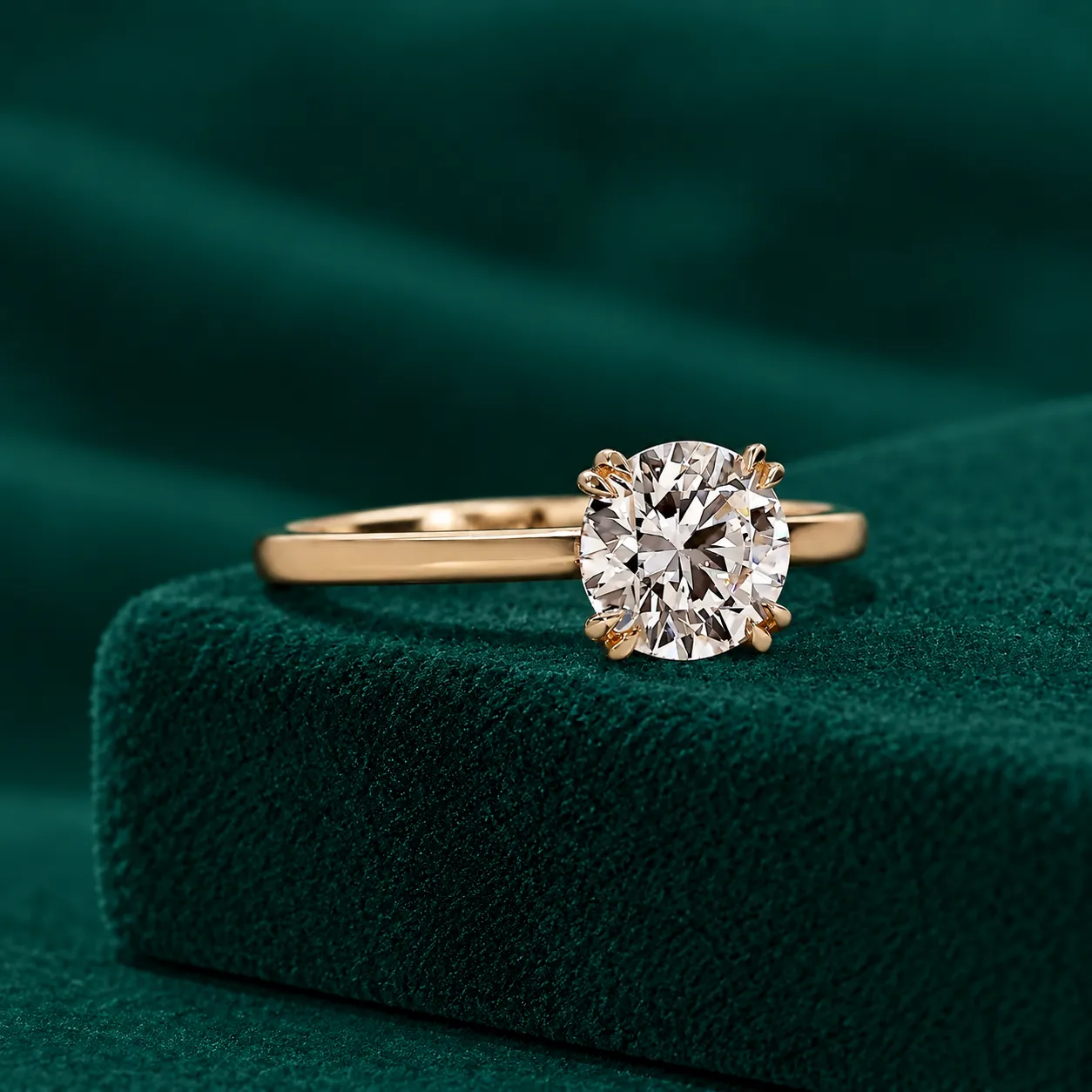 Round Lab Grown Diamond Ring Solitaire Diamond Engagement Ring Round Diamond Wedding Ring for Her Minimalist Anniversary Ring Proposal Ring - Image 3