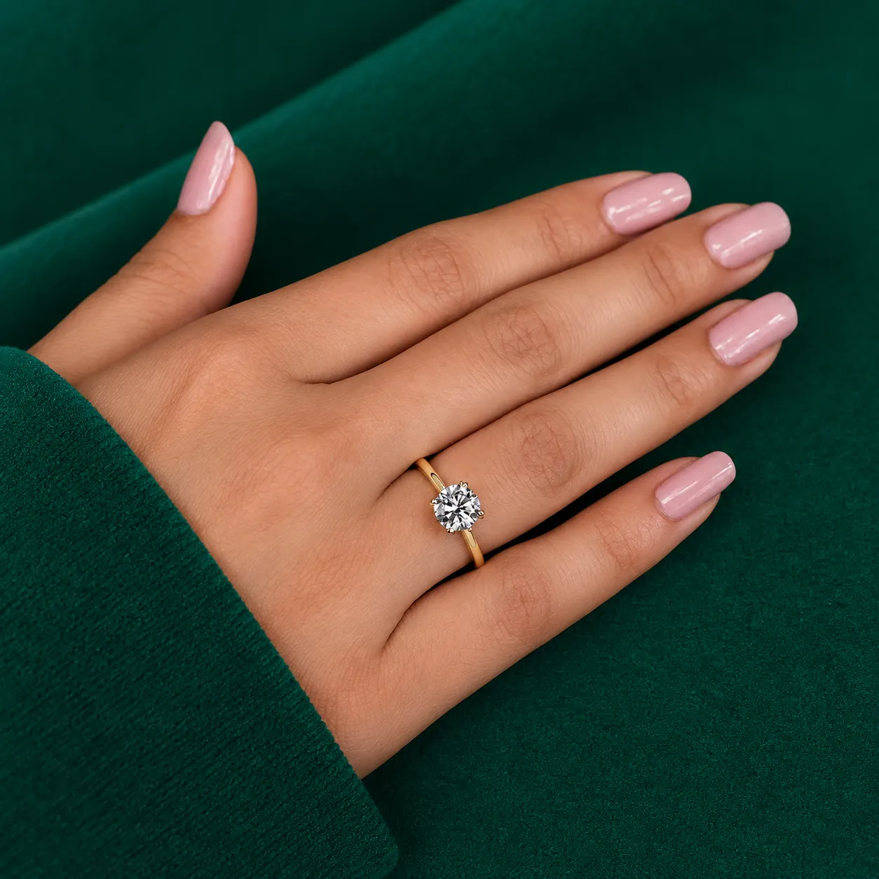 Round Lab Grown Diamond Ring Solitaire Diamond Engagement Ring Round Diamond Wedding Ring for Her Minimalist Anniversary Ring Proposal Ring - Image 10