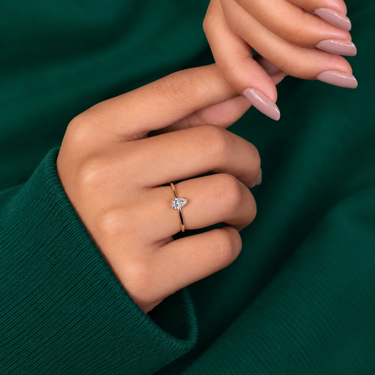 Dainty pear diamond engagement ring