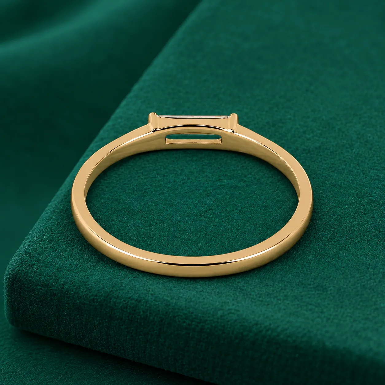 Solid Gold Basic Baguette Ring Genuine Lab Grown Diamond Ring Tiny Solitaire Ring for Women Dainty Promise Ring for Her Small Diamond Ring - Image 4