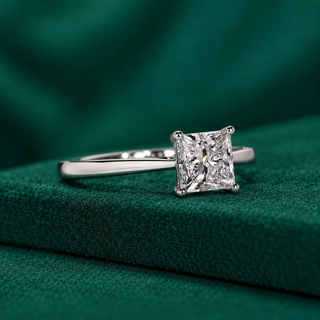 Solitaire Diamond Ring Princess Cut Diamond Ring Square Diamond Ring Princess Lab Grown Diamond Engagement Ring Anniversary Gifts for Her - Image 3