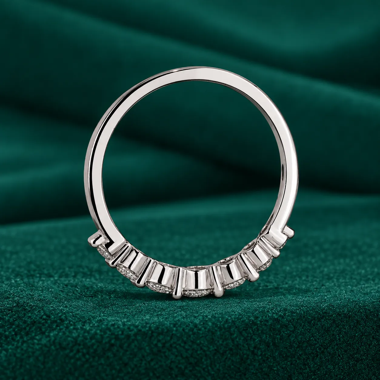 Diamond Wedding Ring Round 7 Stone Anniversary Ring Real Lab Grown Diamond Ring Minimalist Ring Gift for Her Mom Thin Stacking Rings Women - Image 4