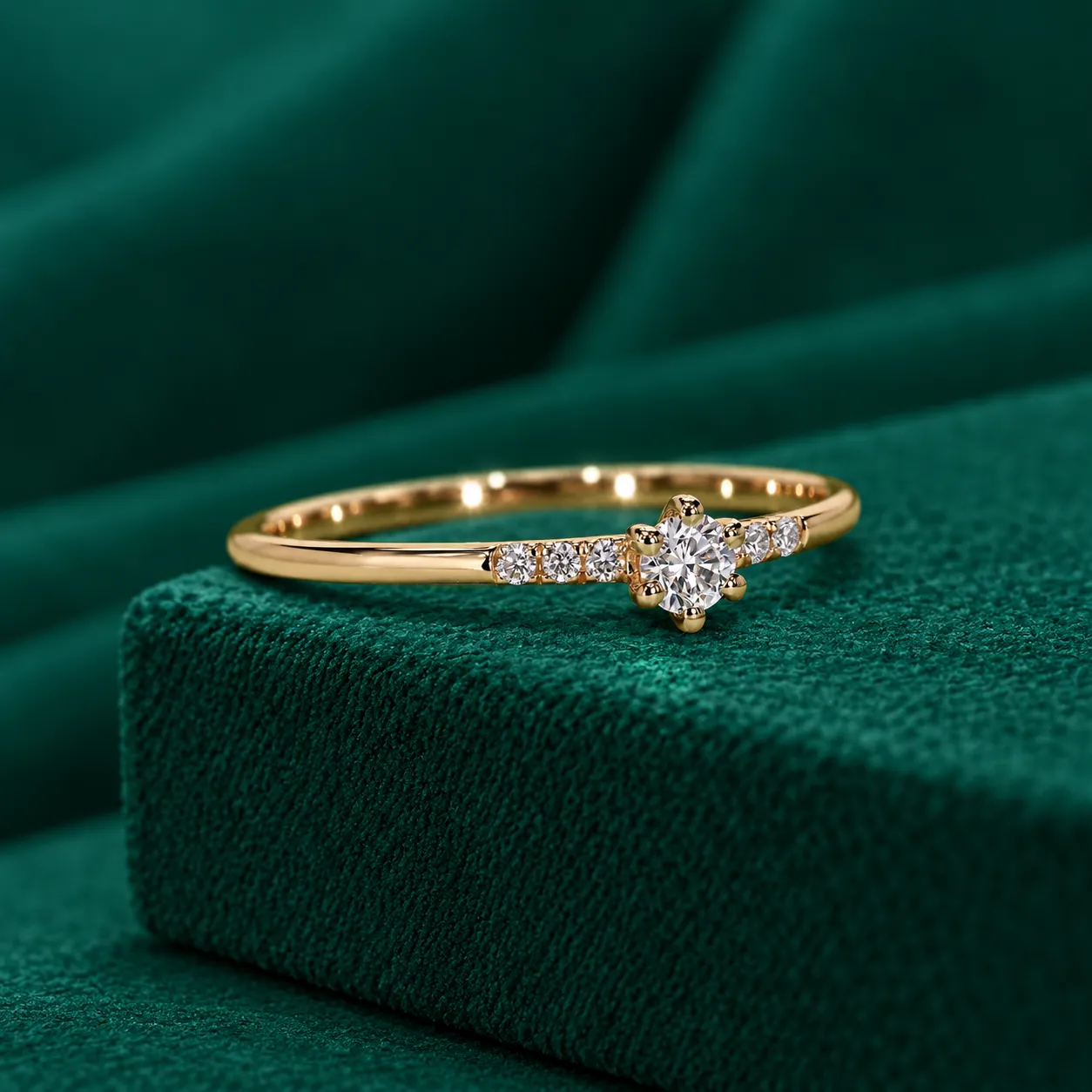 Round Diamond Engagement Ring Minimalist Wedding Ring for Her Handmade Dainty Promise Ring for Girlfriend Tiny Seven Stone Anniversary Ring - Image 3